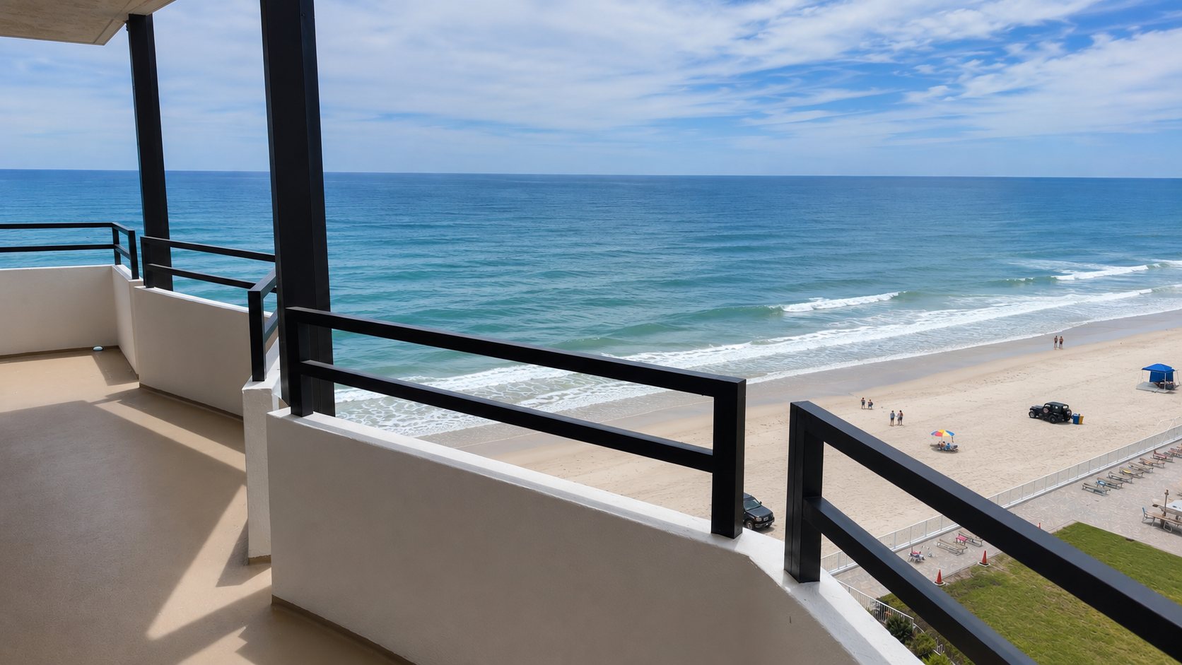 Oceanfront balcony view over the Atlantic in Daytona Beach